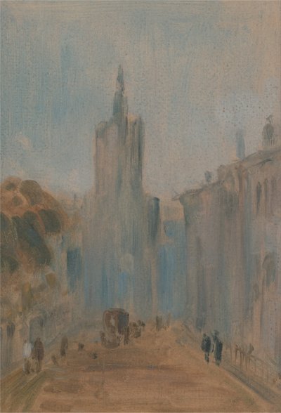 Street with Church and Figures by Unbekannt Unbekannt